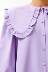 Trendyol Modest Lilac Baby Collar Cotton Weaving Shirt - Image 6