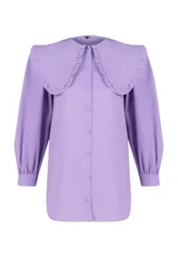 Trendyol Modest Lilac Baby Collar Cotton Weaving Shirt - Image 7
