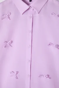 Trendyol Modest Lilac Bow Detailed Weaving Shirt - Image 10