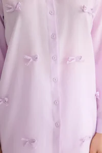 Trendyol Modest Lilac Bow Detailed Weaving Shirt - Image 5