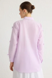 Trendyol Modest Lilac Bow Detailed Weaving Shirt - Image 6