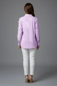 Trendyol Modest Lilac Bow Detailed Weaving Shirt - Image 8