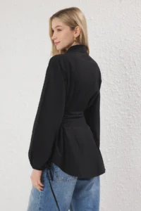 Trendyol Modest Black Lace Detailed Weaving Shirt - Image 4
