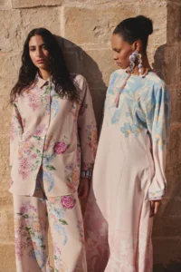 Trendyol Modest Powder Pink Floral linen look Weaving Shirt