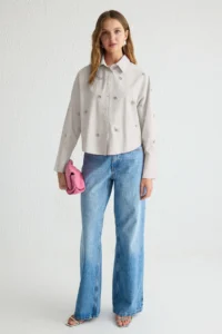 Trendyol Modest Stone Stone Accessory Detailed Weaving Shirt - Image 2