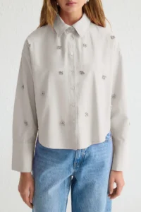 Trendyol Modest Stone Stone Accessory Detailed Weaving Shirt - Image 3