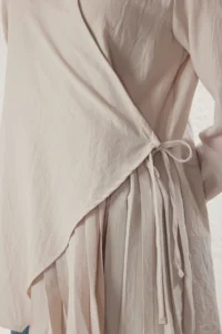 Trendyol Modest Stone Shirt Collar Double breasted tied up Pleat Detailed Weaving Shirt - Image 4