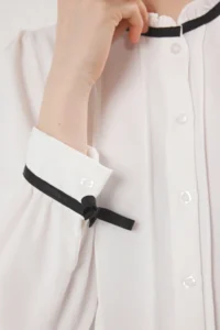 Trendyol Modest Ecru Piping Detailed Satin Weaving Shirt - Image 3