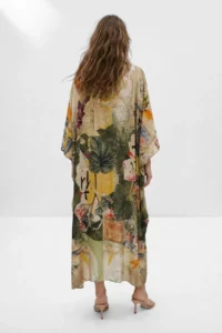 TRENDYOLMİLLA Khaki Tropical Patterned Weaving Dress&Jumpsuit Hijab Dress Kaftan - Image 3