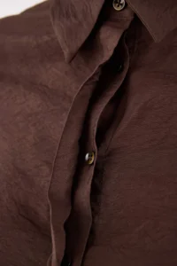 Trendyol Modest Brown Draped Material Belde Detailed Fitted Weaving Shirt - Image 7