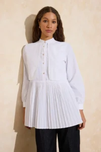 Trendyol Modest White Regular Pile and Stone Button Detailed Weaving Shirt - Image 2