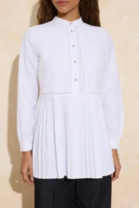Trendyol Modest White Regular Pile and Stone Button Detailed Weaving Shirt - Image 3