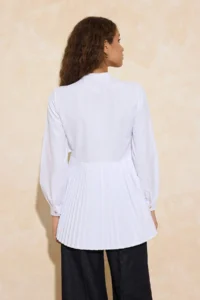 Trendyol Modest White Regular Pile and Stone Button Detailed Weaving Shirt - Image 4