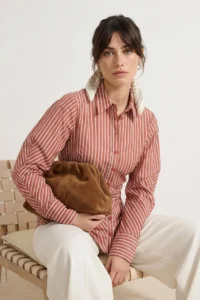 Trendyol Modest Rejection Striped Sleeve Detailed Asymmetric Fitted Shirt