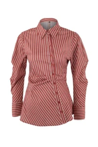 Trendyol Modest Rejection Striped Sleeve Detailed Asymmetric Fitted Shirt - Image 4