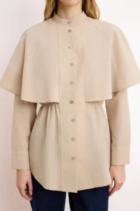 Trendyol Modest Stone Cape Detailed Fitted Cotton Shirt - Image 3