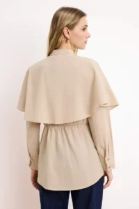 Trendyol Modest Stone Cape Detailed Fitted Cotton Shirt - Image 4