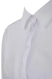 Trendyol Modest White Fitted Balloon Kollu Fitted/Bele Oturan Cotton Shirt - Image 5
