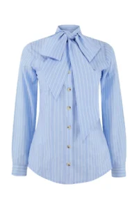 Trendyol Modest Mavi Striped Shawl Collar Detailed Regular/Normal Pattern Shirt - Image 4