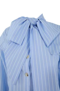 Trendyol Modest Mavi Striped Shawl Collar Detailed Regular/Normal Pattern Shirt - Image 5