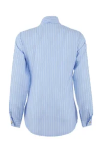 Trendyol Modest Mavi Striped Shawl Collar Detailed Regular/Normal Pattern Shirt - Image 7