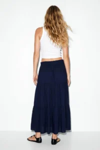 Drop by TrendyolMilla Navy Blue fragmented LONG Skirt - Image 3
