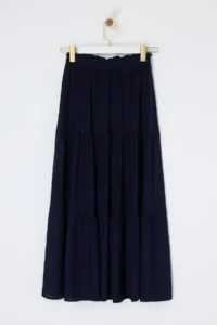 Drop by TrendyolMilla Navy Blue fragmented LONG Skirt - Image 4