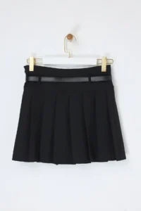 Drop by TrendyolMilla Black Arched pleated Weaving Mini Shorts Skirt - Image 4