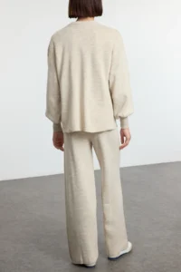 TRENDYOLMİLLA Stone Wide Pattern Basic Knitwear Bottom - Top Set - Image 4