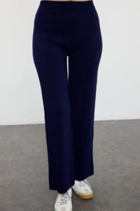 TRENDYOLMİLLA Navy Blue Striped Pantolonlu Knitwear Top and Bottom Set - Image 3