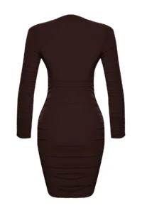 Edit by Trendyol Brown Fitted Knitting Short Dress - Image 6