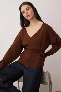 TRENDYOLMİLLA Brown Double breasted Yaka Knitwear Cardigan - Image 2