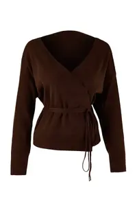 TRENDYOLMİLLA Brown Double breasted Yaka Knitwear Cardigan - Image 5