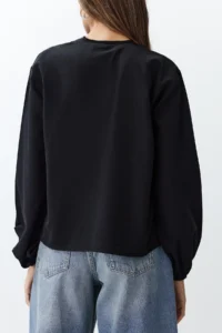 TRENDYOLMİLLA Black Front tied up Weaving Shirt - Image 6