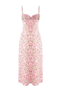 TRENDYOLMİLLA Pink Floral Midi Weaving Dress - Image 6