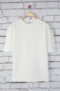 MAN White Oversized/Wide Cut Cotton Thick Basic T-Shirt