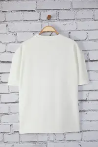 MAN White Oversized/Wide Cut Cotton Thick Basic T-Shirt - Image 2
