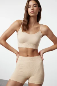 TRENDYOLMİLLA Nude seamless/Seamless Without underwire Rope Sleeveless Knitting Bustier - Image 2