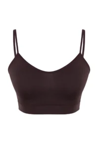 TRENDYOLMİLLA Dark Brown seamless/Seamless Rope Sleeveless Knitting Bustier - Image 5