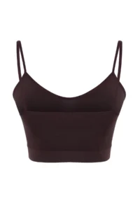TRENDYOLMİLLA Dark Brown seamless/Seamless Rope Sleeveless Knitting Bustier - Image 8