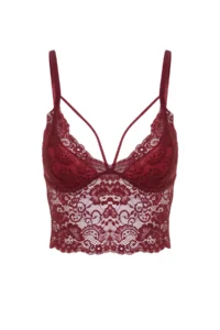 TRENDYOLMİLLA Burgundy Lace Biye Detailed without filling Without underwire Rope Sleeveless Triangle Knitting Bustier Stüyen - Image 8