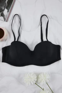 TRENDYOLMİLLA Black Padded/Push-Up Whole Container removable Rope Sleeveless Strapless Knitting Bra - Image 10