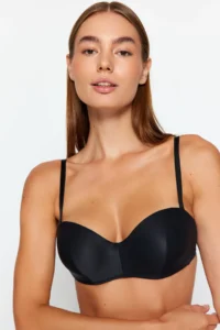 TRENDYOLMİLLA Black Padded/Push-Up Whole Container removable Rope Sleeveless Strapless Knitting Bra - Image 2