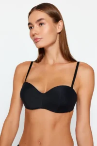TRENDYOLMİLLA Black Padded/Push-Up Whole Container removable Rope Sleeveless Strapless Knitting Bra - Image 5