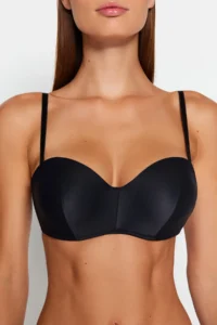 TRENDYOLMİLLA Black Padded/Push-Up Whole Container removable Rope Sleeveless Strapless Knitting Bra - Image 7