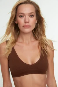 TRENDYOLMİLLA Brown seamless/Seamless Without underwire Wireless Thick Sleeveless bralette Knitting Bra - Image 8