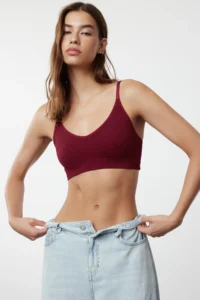 TRENDYOLMİLLA Burgundy seamless/Seamless Rope Sleeveless Without underwire Wireless bralette Knitting Bra - Image 2
