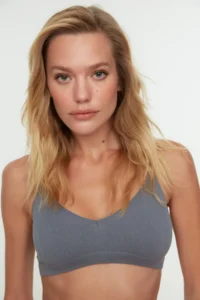 TRENDYOLMİLLA Gray seamless/Seamless Rope Sleeveless Without underwire Wireless bralette Knitting Bra - Image 5