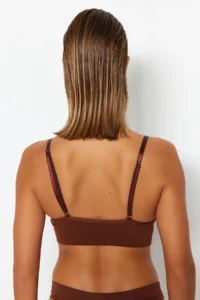 TRENDYOLMİLLA Brown seamless/Seamless Rope Sleeveless without filling Without underwire Covered bralette Knitting Bra - Image 8