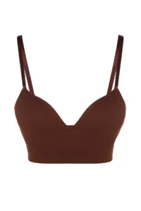 TRENDYOLMİLLA Brown seamless/Seamless Rope Sleeveless without filling Without underwire Covered bralette Knitting Bra - Image 9